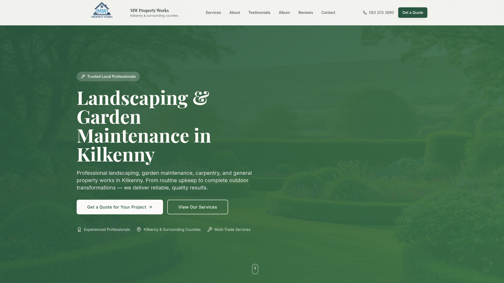MW Property Works website screenshot