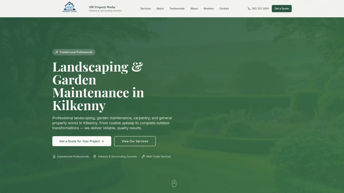 MW Property Works website screenshot